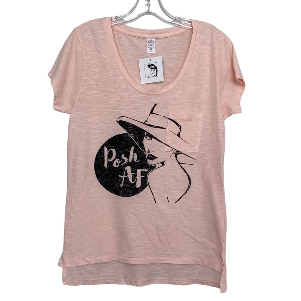 Posh AF Short Sleeve Pink Custom Tee Size Medium